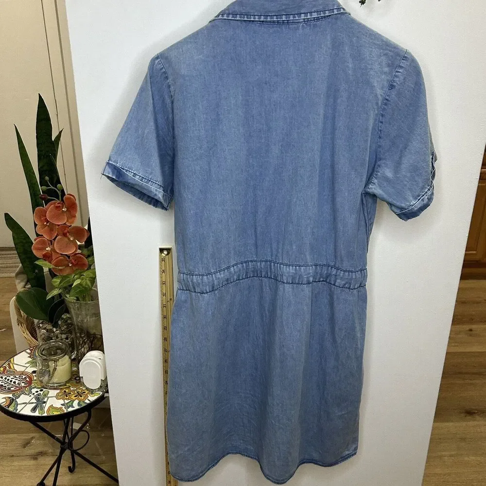 Girl Speed Limit‎ MPH Button Down Denim Dress Waist Tie
